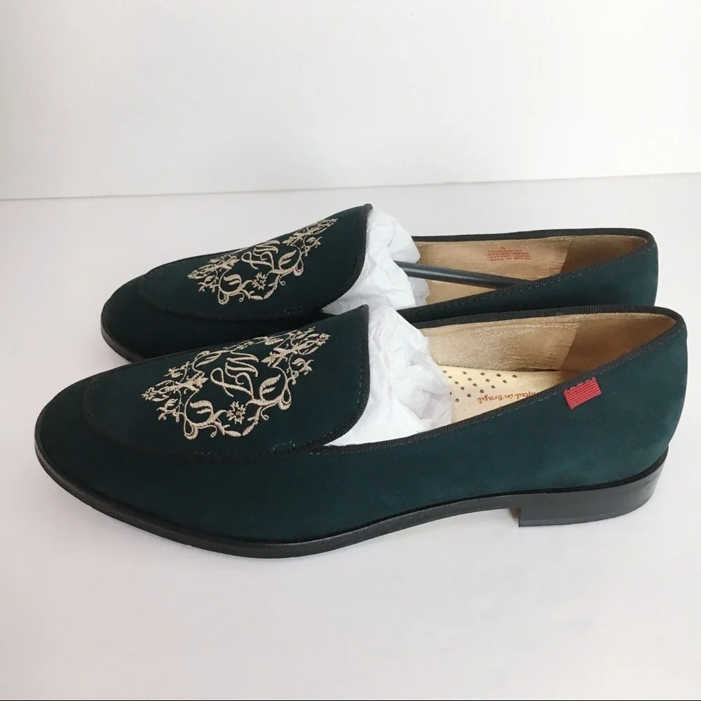Marc‎ Joseph Womens Size 6 Emerald Green Nubuck Leather Slip On Loafers Shoes